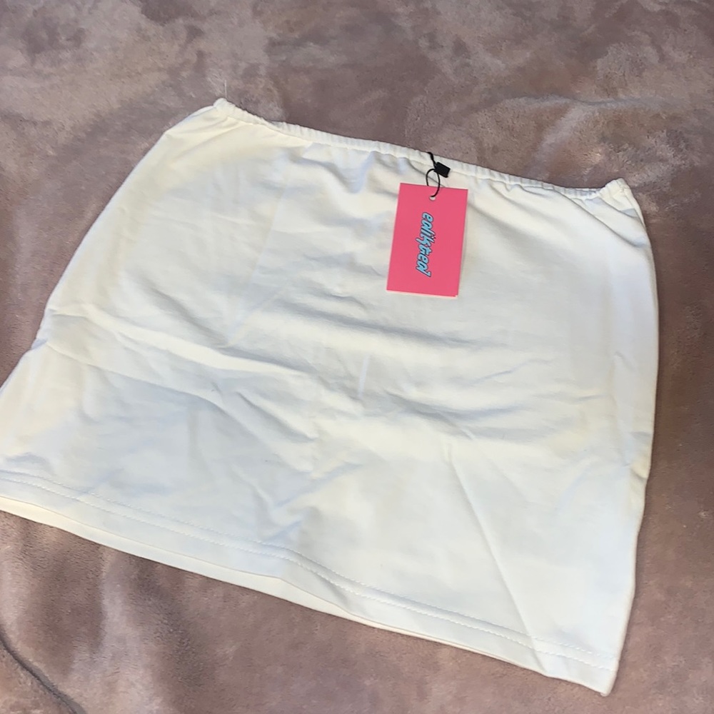 edikted white mini skirt size xs💗